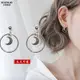 甜美少女圈圈耳環 S925銀針純銀耳環 月亮簡約百搭夾式耳環 小衆氣質耳飾 韓國耳環 飾品 T1016