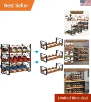 Innovative Stackable Wine Rack for 12 Bottles - Easy Assembly, Black Finish