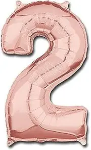 Mid-Size Shape Rose Gold Numeral 2. Foil Balloon
