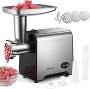 Yabano Electric Meat Grinder, Sausage Attachment, 3 Stainless Steel Hole Discs (3, 5, 7 mm), Plug, Kebbe Attachment, Continuous Shredder, 350 W