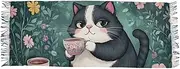 [XYMZR] Cute Cat Drink Coffee Women’s Scarf Soft Warm Long Scarves Shawl Wrap for Winter Autumn Spring Travel Office Home, Multi-colored