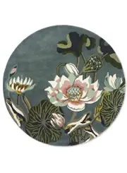 Wedgwood Waterlily Midnight Pond Round Rug - 038608