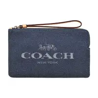 在飛比找蝦皮商城優惠-COACH字母LOGO刺繡設計丹寧布拉鍊手拿包(大/丹寧藍)