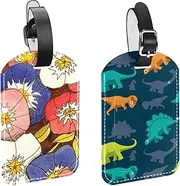 [WOSHJIUK] Luggage Tags,2 Pack Labels Suitcase Tags,Colored Dinosaur,Luggage Tags Privacy Protection Travel Bag Tag