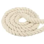 1inx49ft Twisted Cotton Rope 3 Strand Tug of War Rope with Sealing Tape Beige