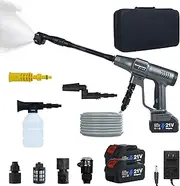 2900PSI Cordless Pressure Washer, 2 4000mAH Battery Operated Power Pressure, Portable High Pressure Washer, Cordless Power Washer Gun with 6-in-1 Nozzle for Car/Floor/Fence/Sidewalk