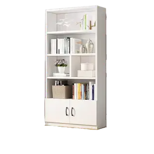 簡易書架家用小戶型 書櫃客廳櫃子落地置物架 辦公室儲物櫃收納架子 暖白色60寬24高200cm加厚 (9.9折)