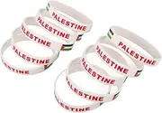 GOOHOCHY 10pcs Palestine Bracelet Flag Football Wristbands White Flag Bracelets Palestinian Flag