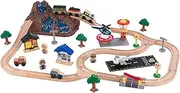 KidKraft Bucket Top Mountain Airport Wooden Train Set with Storage Box, Train Track Set with Wooden Toy Cars, Helicopter, Airplane and Accessories Included, Kids’ Toys, 17826