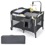4 IN 1 Baby Bassinet Travel Cot Infant Portacot Crib Co Sleeper Bed Foldable
