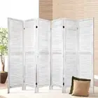 6 Panel Room Divider Screen 245x170cm Louver White Privacy Partition Home WH-AB