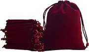 FAVORTALK 10pcs Velvet Drawstring Bags, Velvet Pouches for Jewelry Gift Packaging,70x90 mm/ 2.7 x 3.5 inches (Wine)