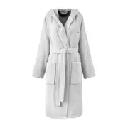 Lacoste Women's L Open Bath Robe Towel Night Gown 100% Cotton Argent