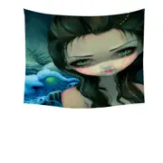 Shipwreck Siren Mythical Beautiful Girl and Ship Tapestry