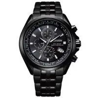 在飛比找PChome24h購物優惠-CITIZEN 質感巔峰黑鋼電波光動能腕錶AT8205-83