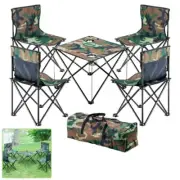 Foldable Portable Camping Table and 4x Chair w/ Carrying Case for Picnic Hiking