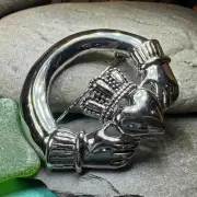 Claddagh Brooch Shamrock Irish Ireland Celtic Gift Ladies Pin PEWTER