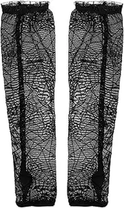 [ABOOFAN] 3 Pairs cosplay gloves mesh gloves prom decor halloween props opera gloves spider web arm sleeve Halloween Gloves Half-Finger Gloves warm hands Accessories arm cuff fishing net