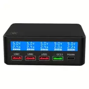 65W 5-Port USB PD Charger 4USB-A+USB-C PD QC3.0 Fast Charging Desktop Charging Station EU Plug for iPhone 15 14 13 for S