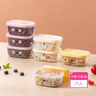 【Dagebeno荷生活】可冷凍微波定時定量健康雜糧白飯分裝盒 野餐水果點心便當盒(6入)