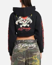 [ED HARDY] Ed Hardy Women's Love Kills Slowly Hoodie Black - Size 2XL 2XL Black