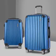 20" 28" Luggage Wanderlite Trolley Set Travel Suitcase Carry On Hard Case Lightweight 2pcs - Blue