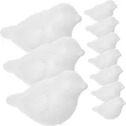 WOONEKY Unfinished Bird Foams Models 15pcs Birds Easter Decorations Paintable Simulation Foams Bird Models