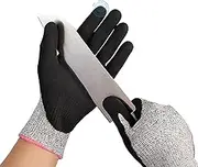 RUFCRIL Nitrile Cut Resistant Work Gloves, Safety Cutting Gloves with Nitrile Scrub Coated - Comfortable, Slip-resistant, Level 5 Protection - 1 Pair Grey
