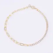2.2mm Paperclip Chain Bracelet Real Yellow Sterling Silver 925