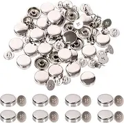 Glarks 32Pcs Screw Back Rivets Set, Silver Metal Flat Head Purse Feet Handbag Feet Nail Head Stud Flat Buckle Metal Studs Rivets for DIY Leather Craft