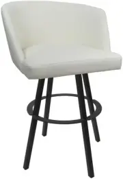 Counter Bar Stool Swivel Metal 26" Seat - Joey - White Vinyl - Gray