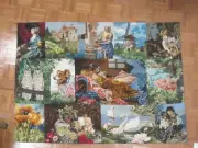 HANDMADE NEEDLEPOINT WOOL RUG One of a kind Bohemian Unique Present 64" x 46"