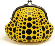 Yayoi Kusama Coin Purse Frame Clutch Pumpkin Yellow Leather Japan Art