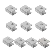 10 Pcs Glass Shelf Brackets Adjustable Clips Clamp Brushed Finish Flat Surface
