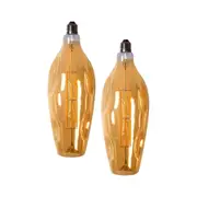 Pair of Edison LED Light Globes Tubular Dimpled 12 Watt Filament Bulbs 31cm, Set of 2