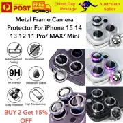Metal Ring Camera Lens Glass Screen Protector iPhone 15 14 13 12 11 Pro Max Mini