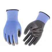 bulk 24 Blue U3 Polyester Shell w Black Nitrile Garden Gloves Hand Protection