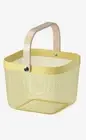 IKEA RISATORP Wire Mesh Basket Yellow Wood Handle Fruit Vegetable Eggs Storage
