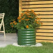 Garden Planter Green Powder-Coated Steel 40cm Square 36cm High for Outdoor Use