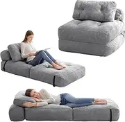 HIGOGOGO Folding Couch Sofa Bed, Convertible Sleeper Chairs with Back Support, Portable Fold Out Chair Bed Floor Mattress with Pillow, Comfy Floor Chair Sofa for Living Room,Bedroom
