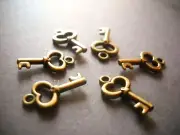 Bronze Key Charms Steampunk Charms Wholesale Lot 50pcs Bulk Skeleton Keys