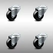 3.5 Inch SS Hard Rubber Wheel Swivel Bolt Hole Caster Set Service Caster Brand