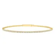 Natural 3.00ct Round Diamond Ladies Flexible Bangle in 14k Yellow Gold