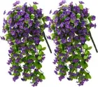 2PCS Artificial Hanging Flowers, Fake Hanging Violet Vines UV Resistant for Wal