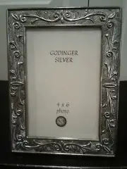 Godinger Silver Art Co 4"×6" Decorative Scroll Design Photo Frame W/Easel New
