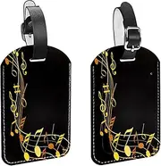 [WOSHJIUK] Luggage Tags,2 Pack Labels Suitcase Tags,Colored Music Notes,Luggage Tags Privacy Protection Travel Bag Tag