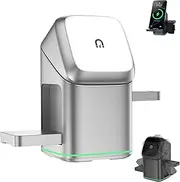 3-in-1 Wireless Charger-Wireless Multi-Device Charging Touch Pop-Up Charging, 15w Fast Auto Rotation Magnetic Charging Stand, Auto Rotation Magnetic Charging Stand(Silver)