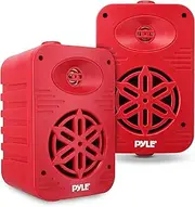 PyleUsa Indoor Outdoor Speakers Pair-500 Watt Dual Waterproof 5.25” 2-Way Full Range Speaker System w/ 1/2”High Compliance Polymer Tweeter - in-Home, Boat,Marine, Deck, Patio,Poolside (Red) - PDWR55RD