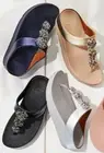 FitFlop Womens Wedge Sandal Metallic Beaded GALAXY Slip on toe post NEW