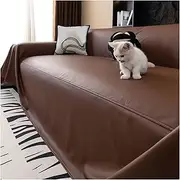 Premium PU Leather Sofa Cover, Waterproof Couch Covers for Sectional Sofa, Furniture Protector Sofa Slipcover, for Dogs Cats(Dark Coffee,180x150cm/71x59in)